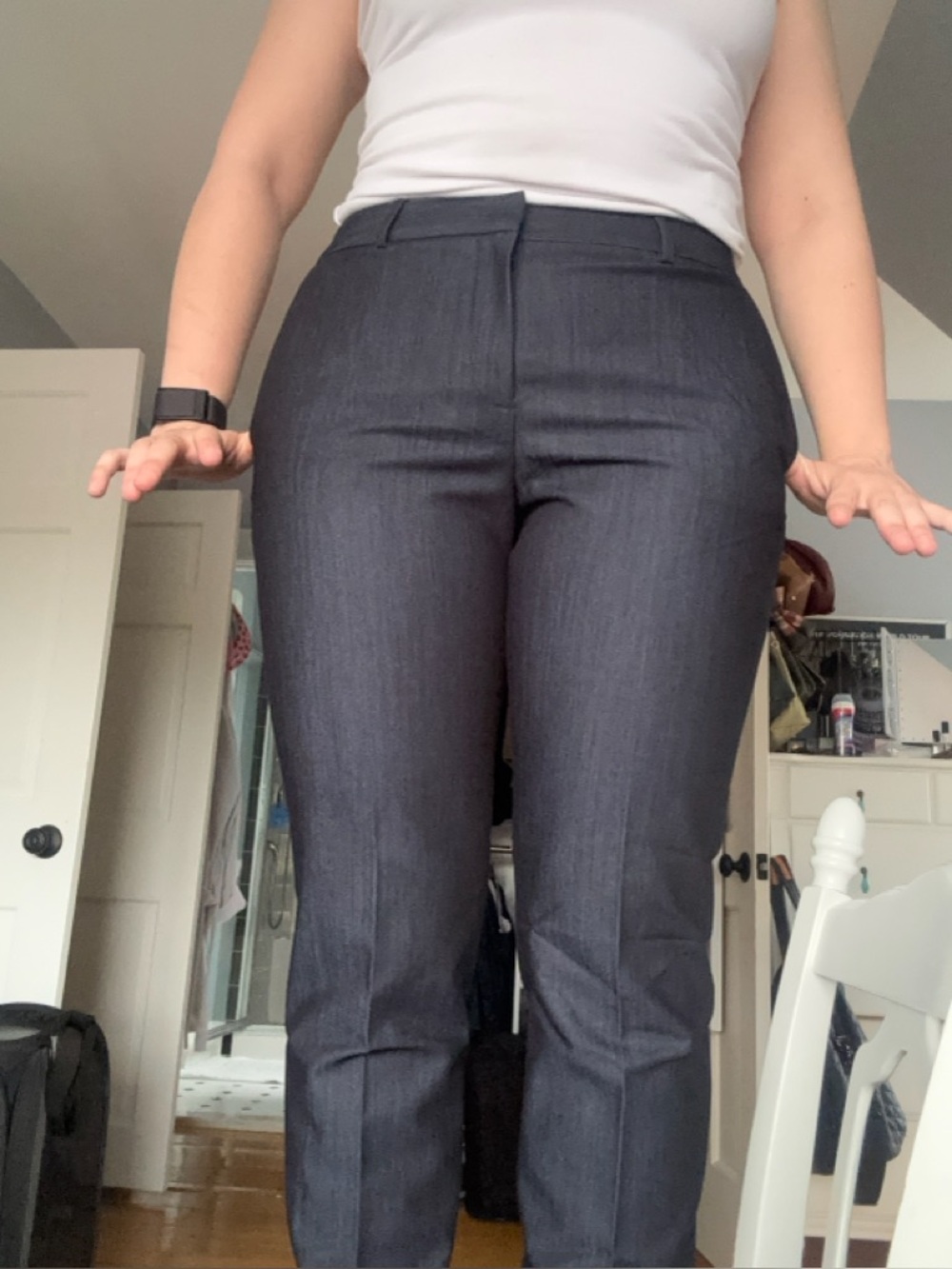Tahari Dark Charcoal Straight Leg Dress Pants